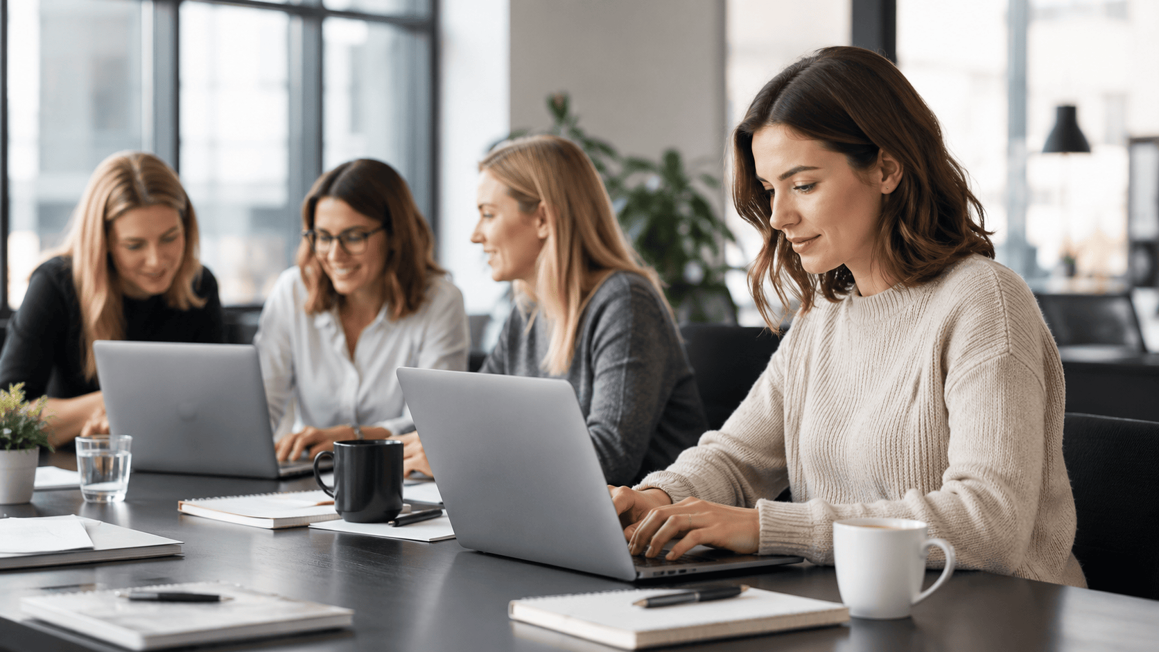 Kursister arbejder med AI på deres laptops
