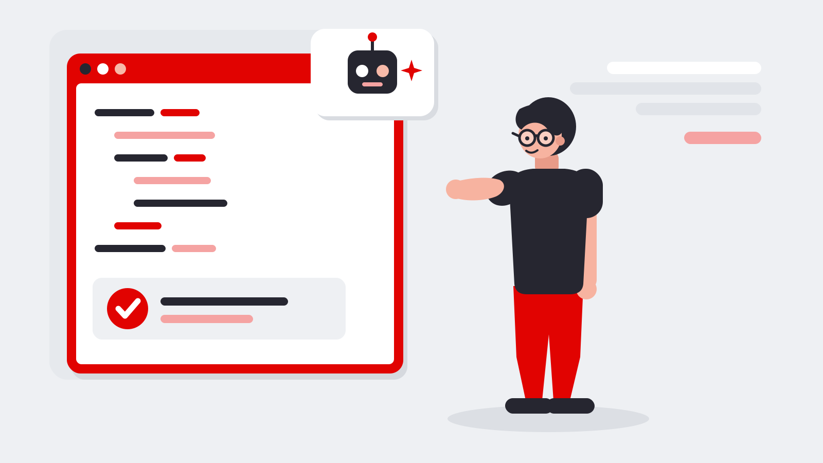 Illustration af hvad Codex er: en person og en AI-kodningsagent ved en kodeeditor